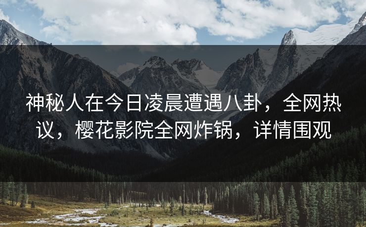 神秘人在今日凌晨遭遇八卦，全网热议，樱花影院全网炸锅，详情围观