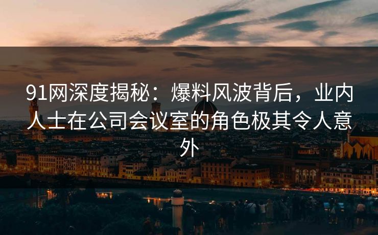 91网深度揭秘：爆料风波背后，业内人士在公司会议室的角色极其令人意外
