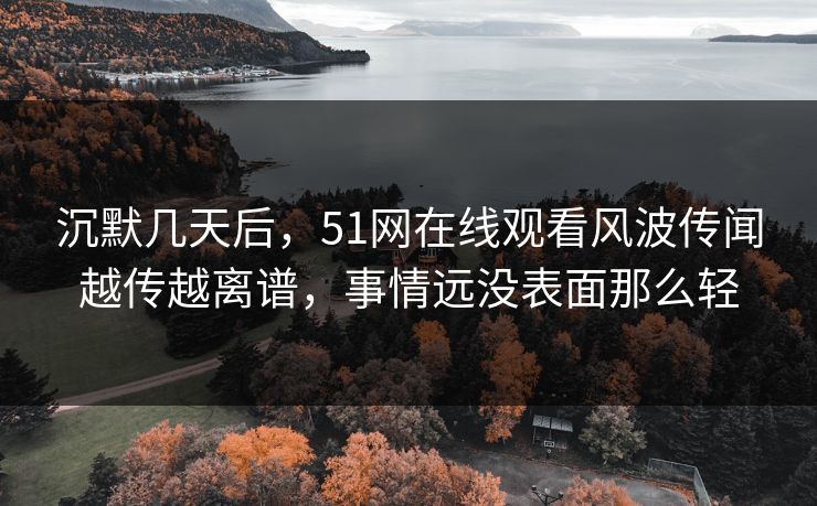 沉默几天后，51网在线观看风波传闻越传越离谱，事情远没表面那么轻